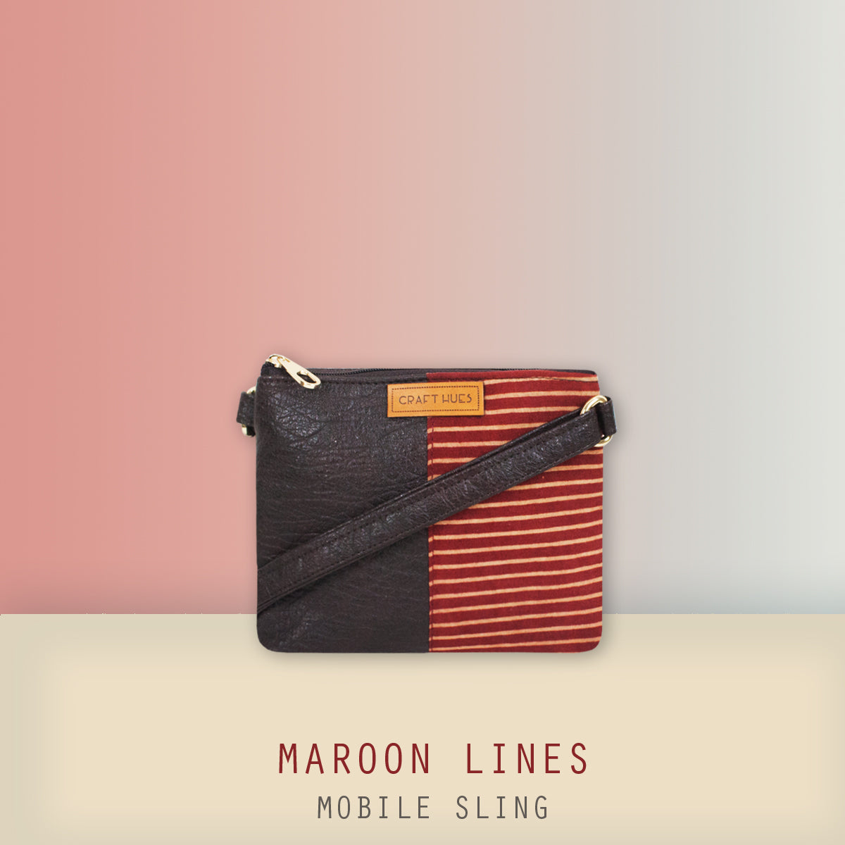 Maroon Lines Mobile Sling Bag