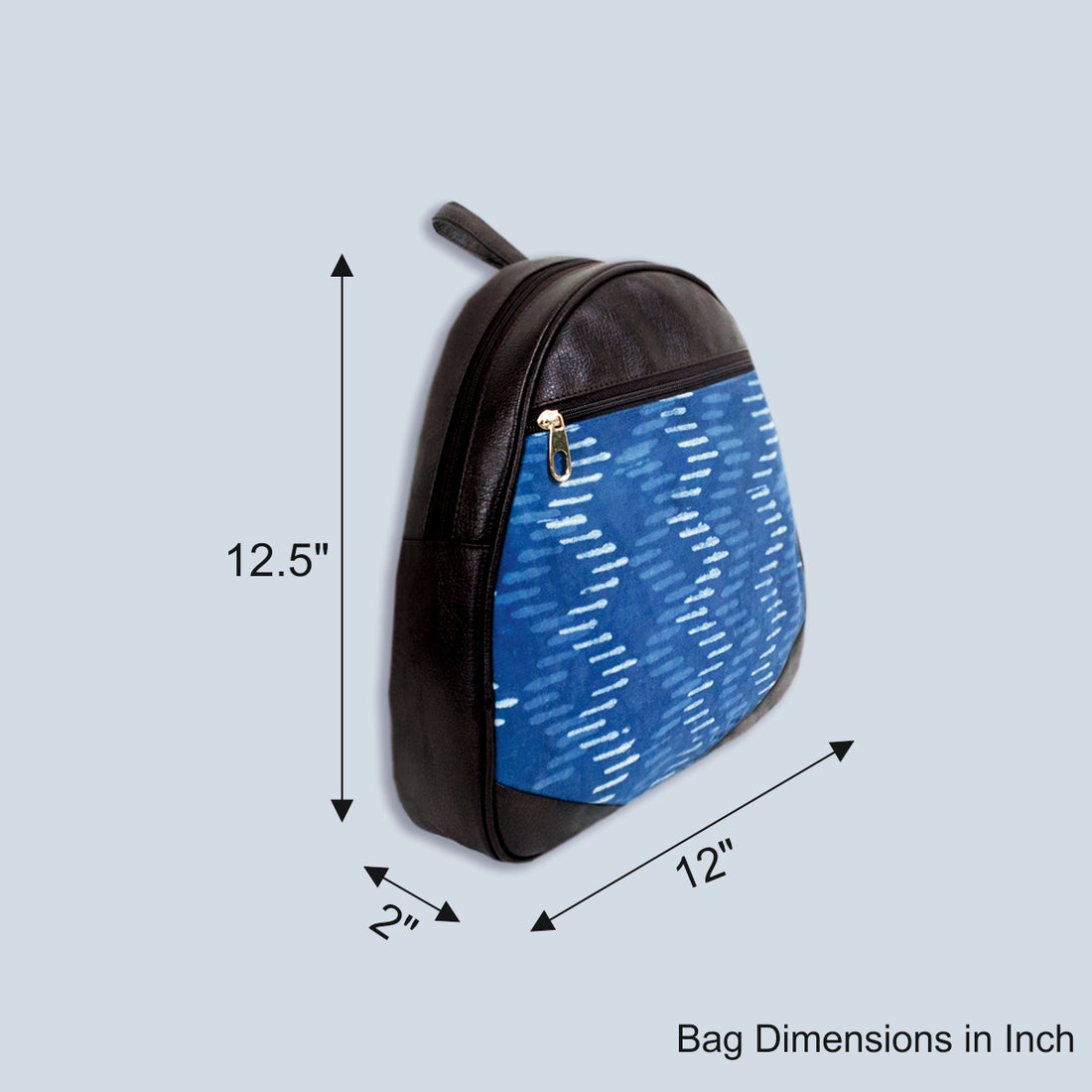 Navy Zig-zag Block-printed Backpack