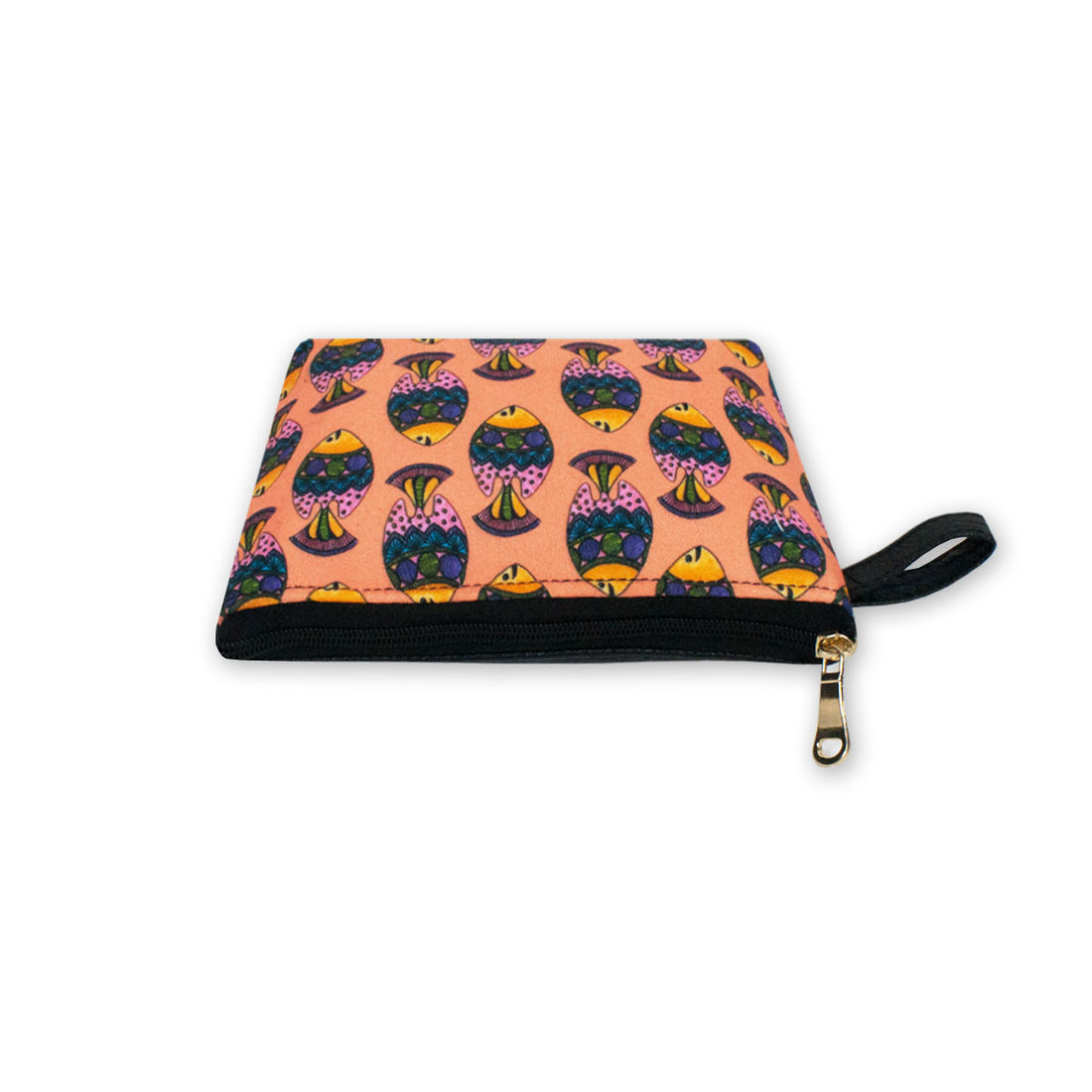 Madhubani Peach Fish Pouch