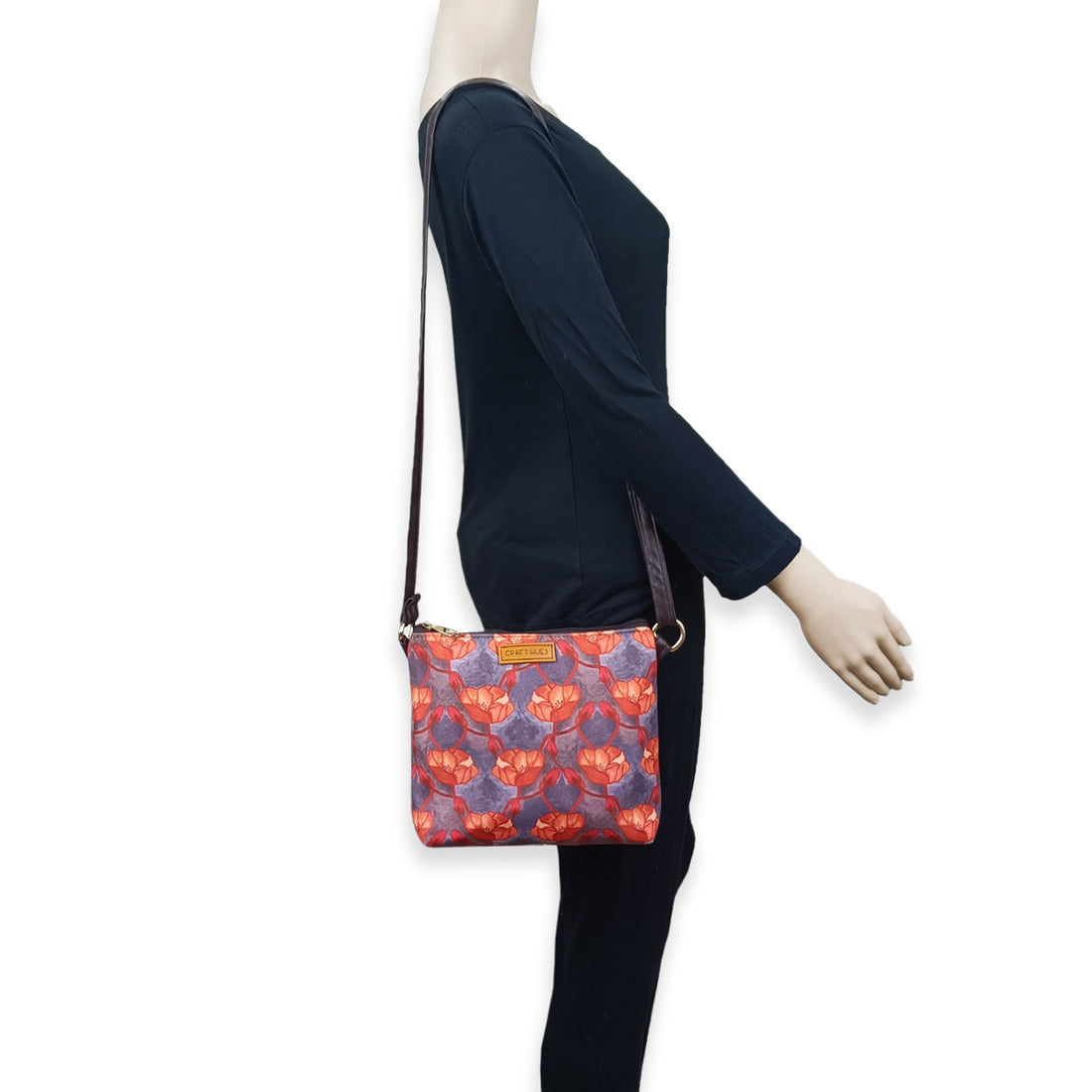 Orange Flower Art Nouveau Sling Pouch Combo