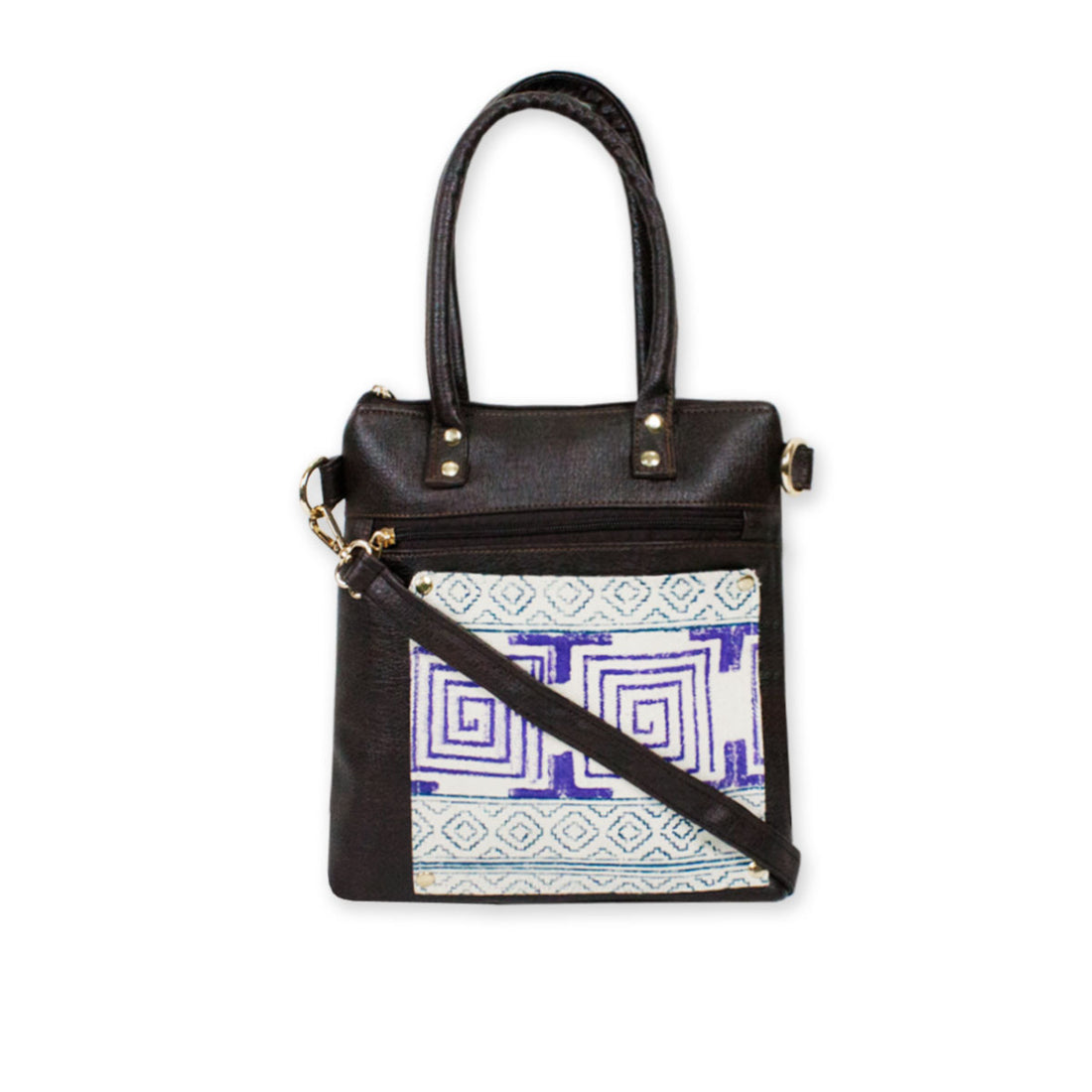 Block-Printed Puzzle Handbag with Sling