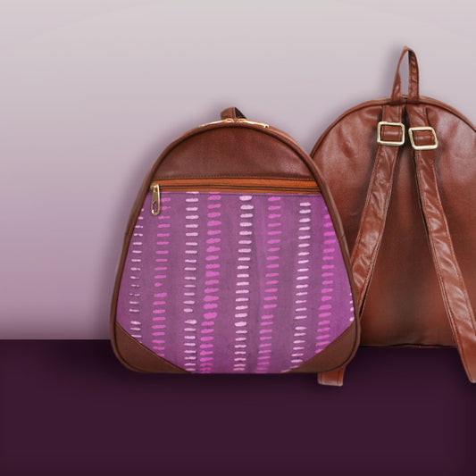 Pretty Purple Block-printed Backpack