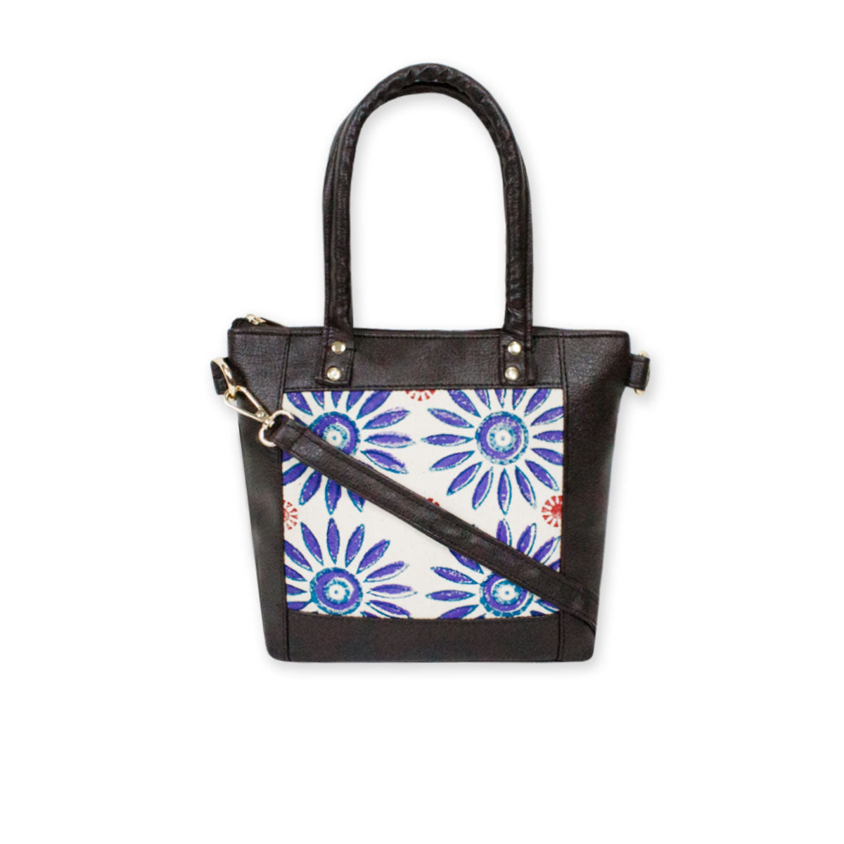 Block-Printed Bloom Handbag with Sling