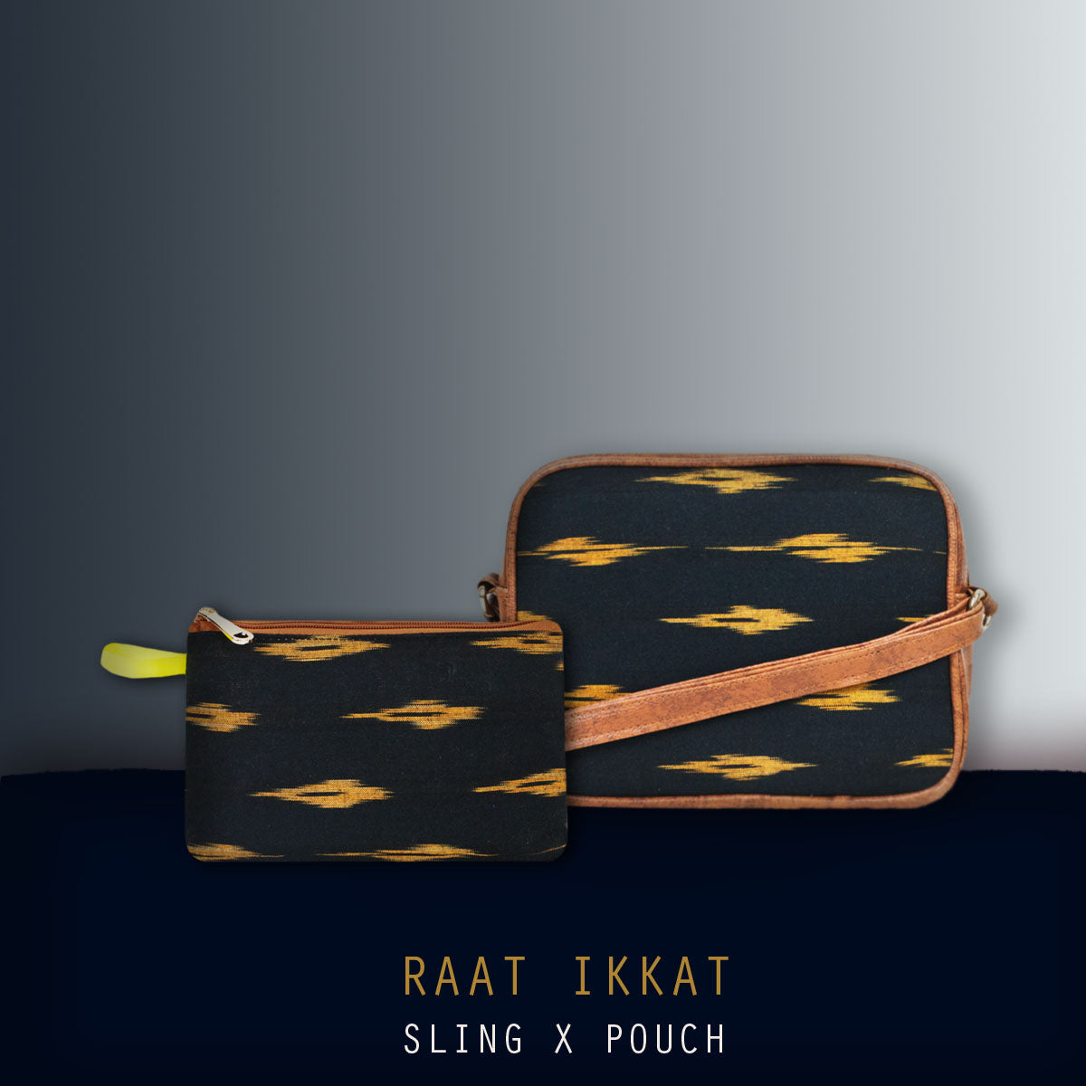 Raat Ikkat Sling and Pouch Combo