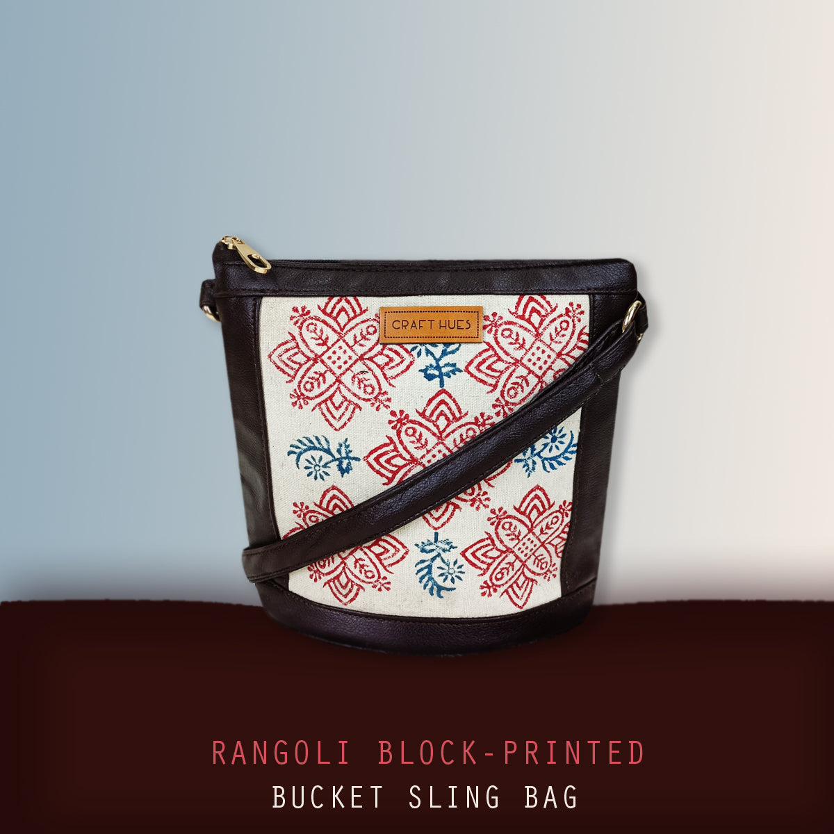 Rangoli Block-Printed Bucket Sling Bag