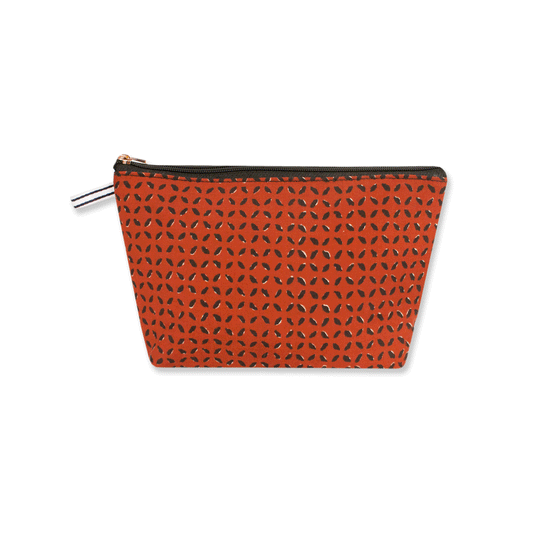 Red Black Floral Block Printed Pouch