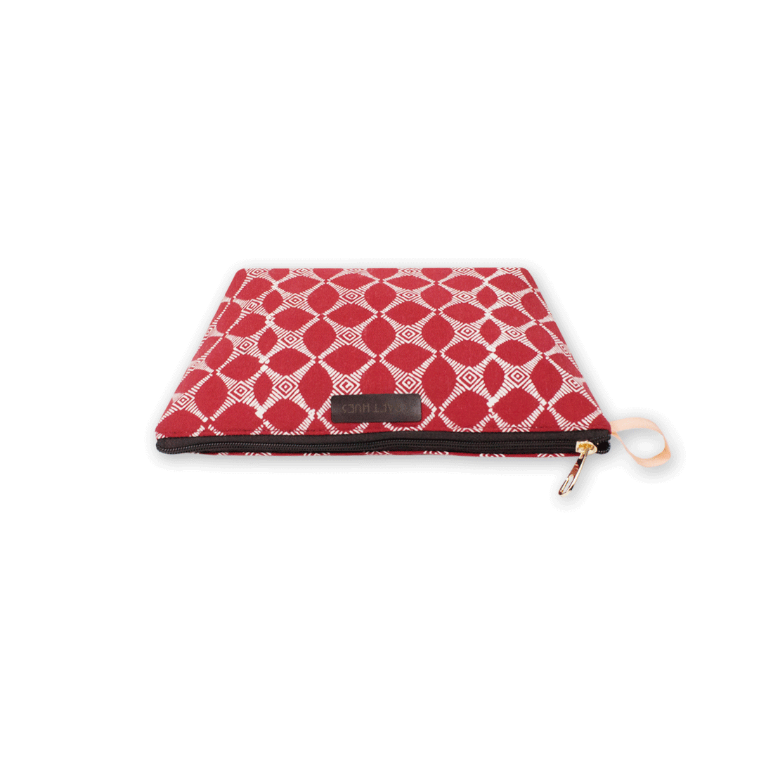 Red Petals Block Printed Pouch