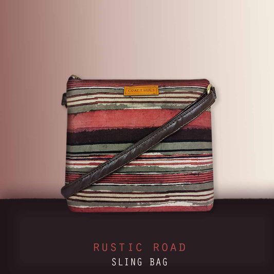 Block-Printed Rustic Road Sling Bag