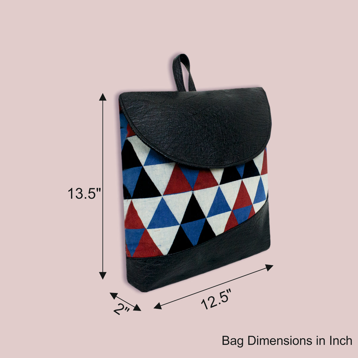 Triangles Block-printed Backpack