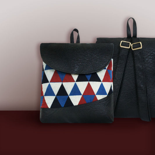 Triangles Block-printed Backpack