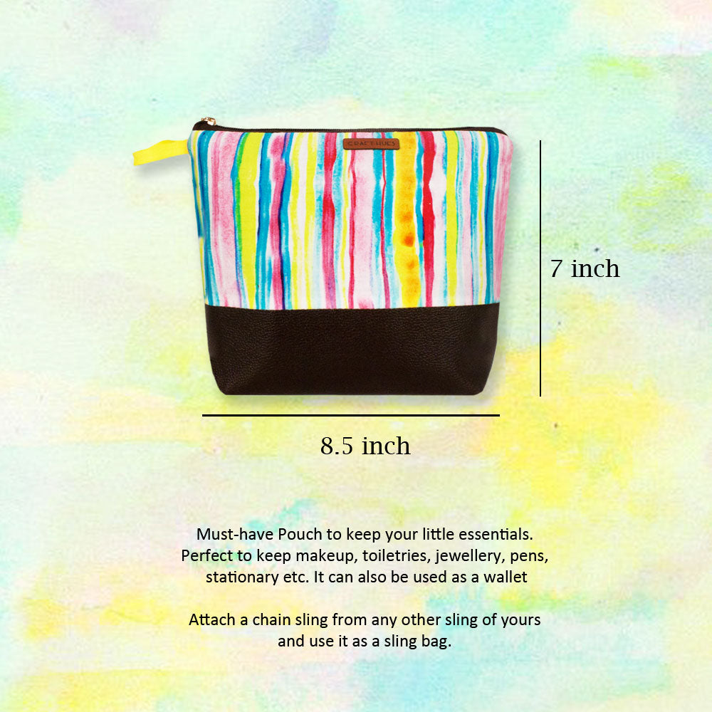 Water Color Stripes Printed Pouch