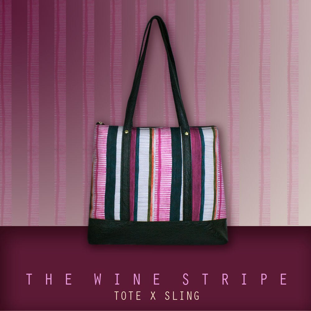 Wine Stripes Shoulder Bag with Sling