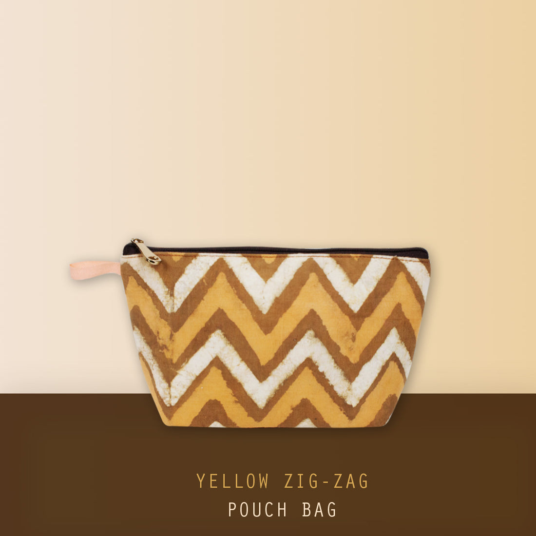 Yellow Zig-Zag Block Printed Pouch